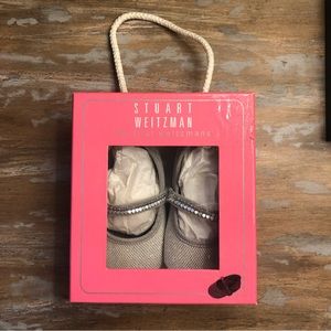 My first Weitzman Silver Sparkly Infant Baby Shoes Size 4 fits 9-12 months
